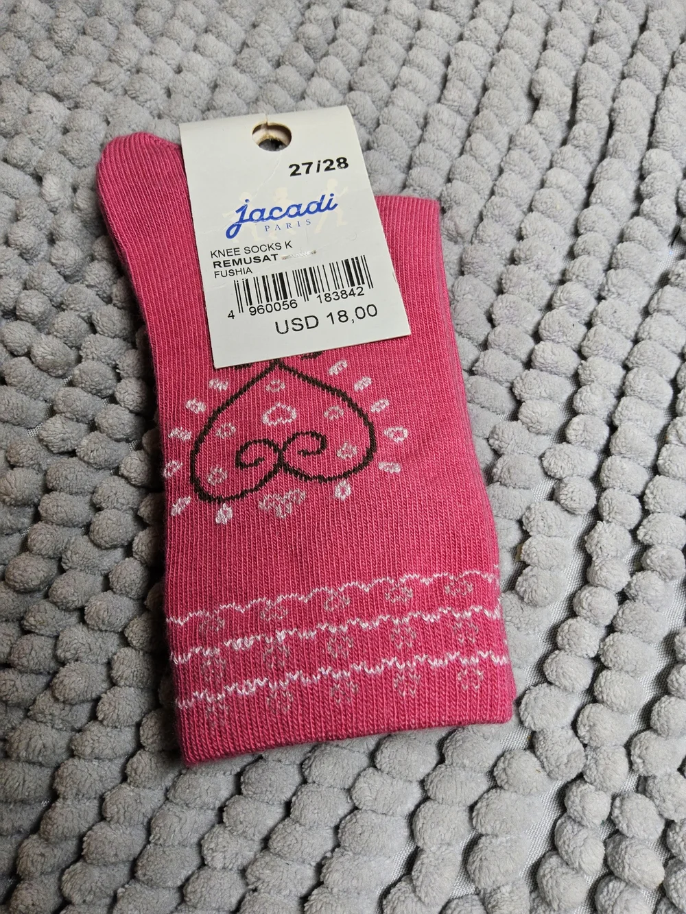 NWOT Bundle of 3 pIr Jacadi Girls Socks Size 27/28 - Pink, Brown, Maroon